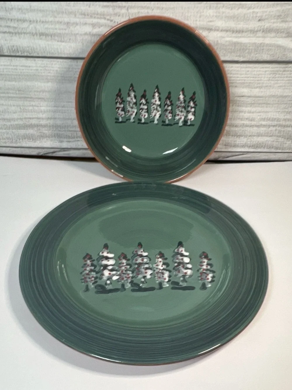 Steward Earthworks HC Accents Christmas Tree Plate & Bowl Set Green Holiday 2003